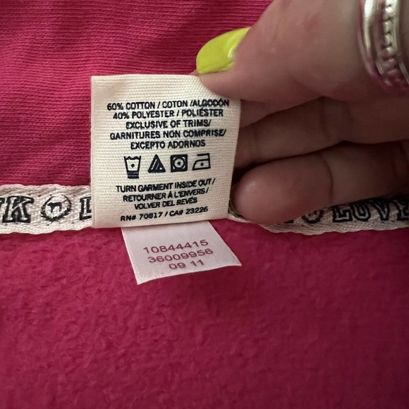 Victoria's Secret PINK Dog & Love Pink Back Logo 1/4 Zip Sweatshirt - Size SP - Picture 7 of 7